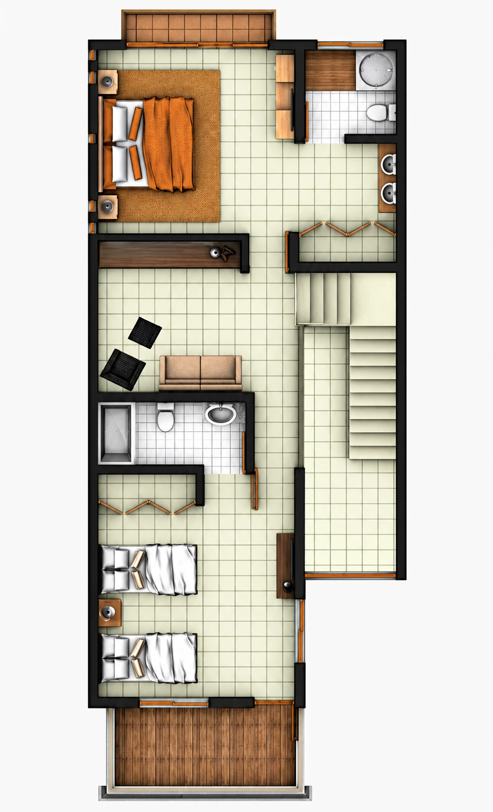 Planta amueblada · Distribución de habitaciones