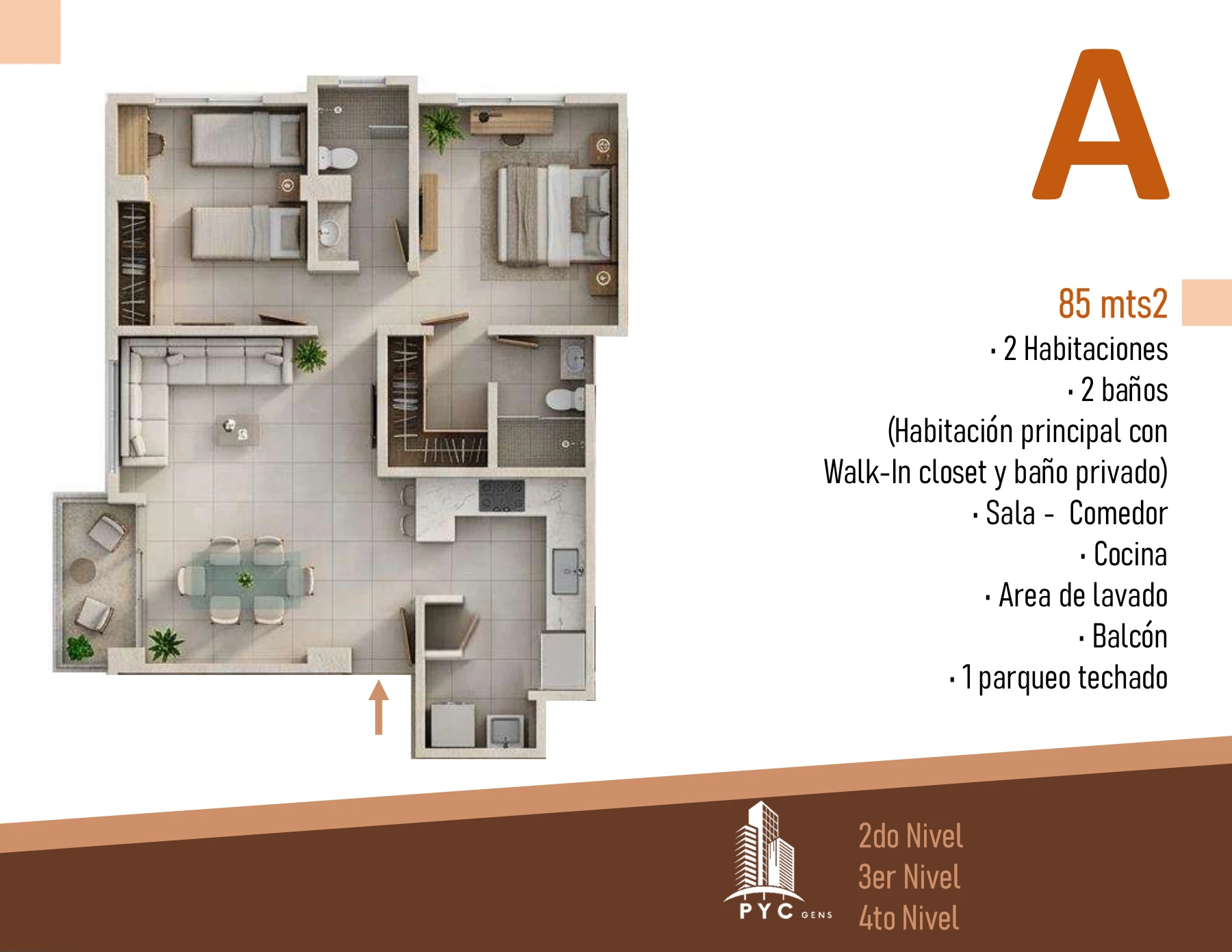 Apartamento A · 85 m²