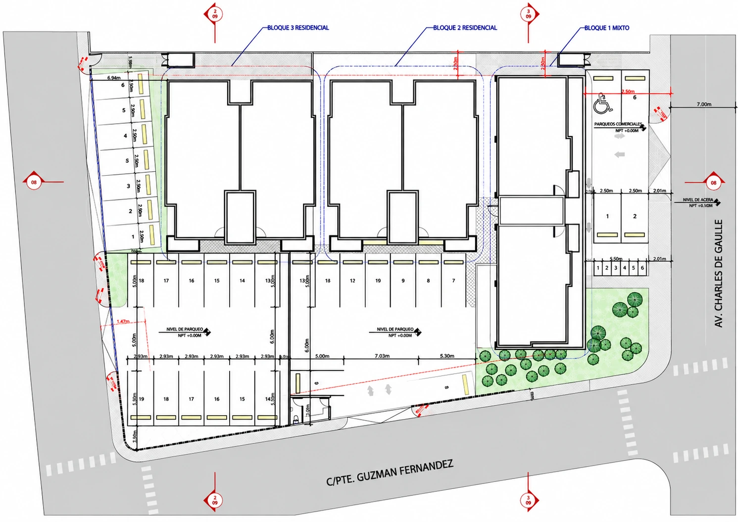 Plano · Implantación del edificio y sus accesos