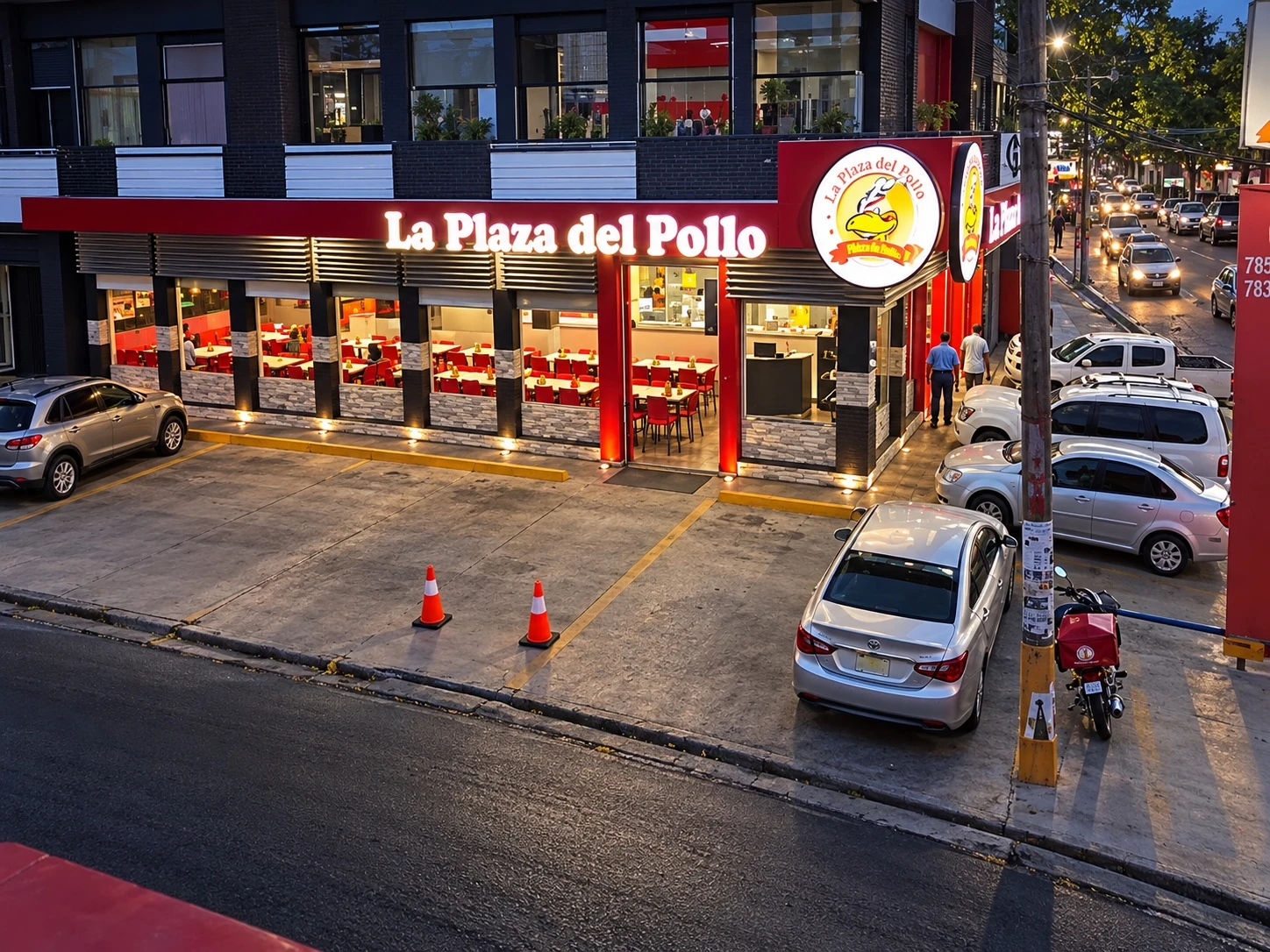 Resultado terminado · Fachada al atardecer