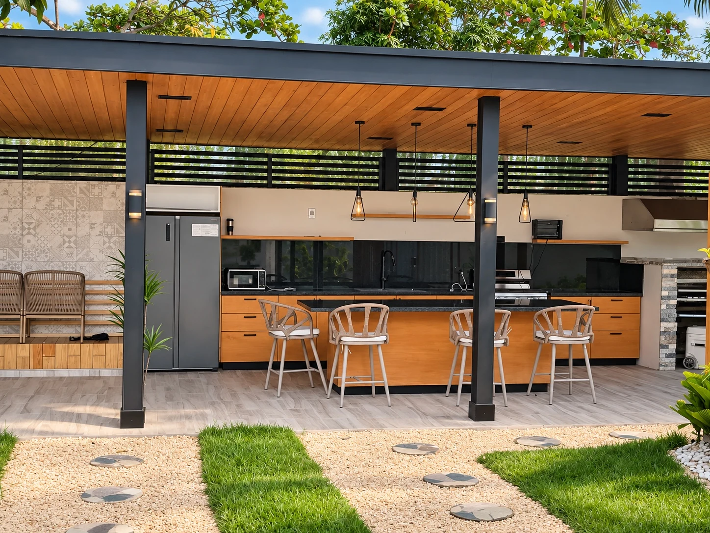 Cocina exterior y bar