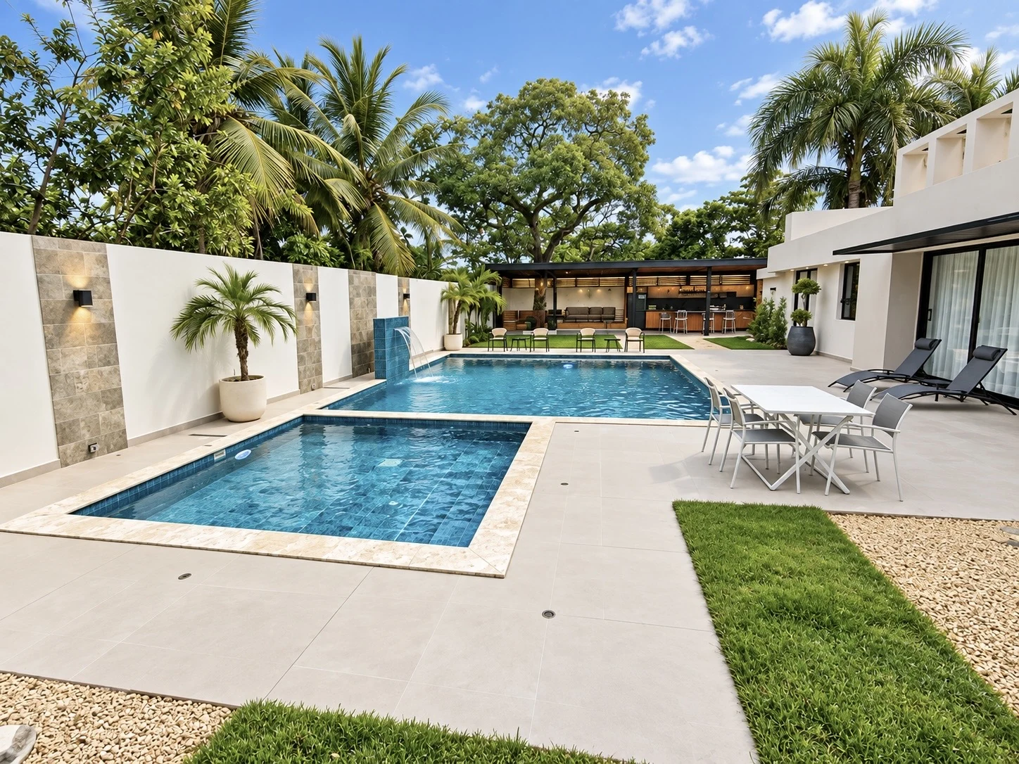 Piscina y zona de descanso
