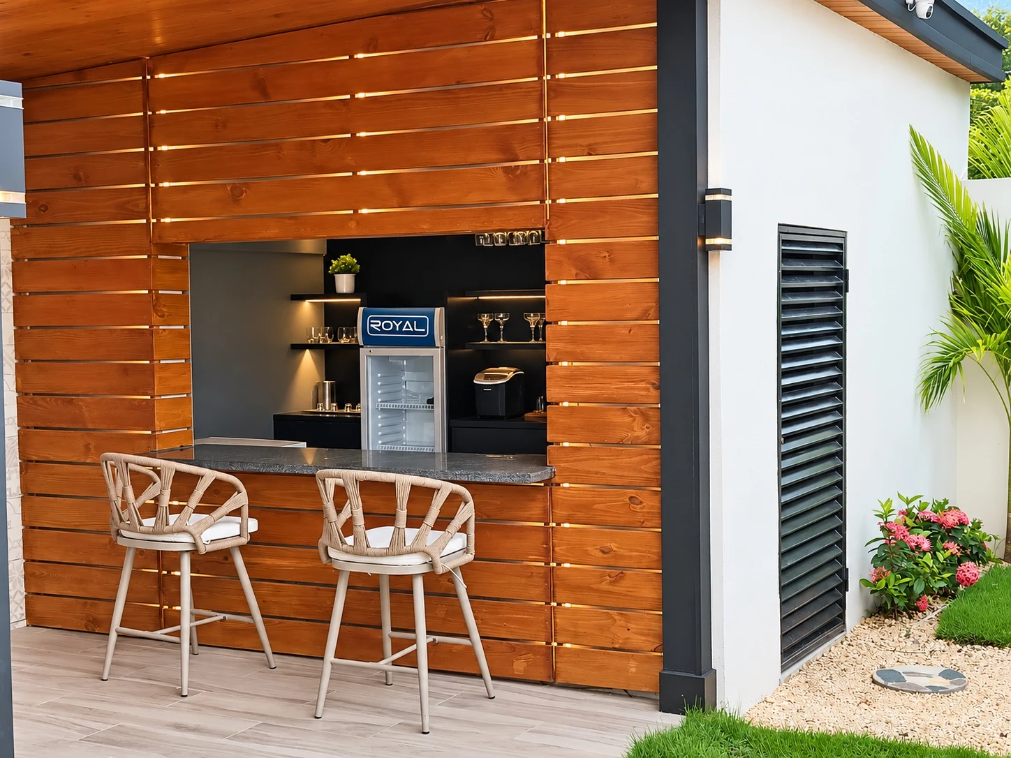 Bar exterior revestido en madera