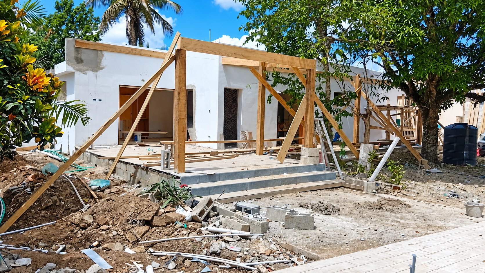 En construcción · Estructura de la galería exterior